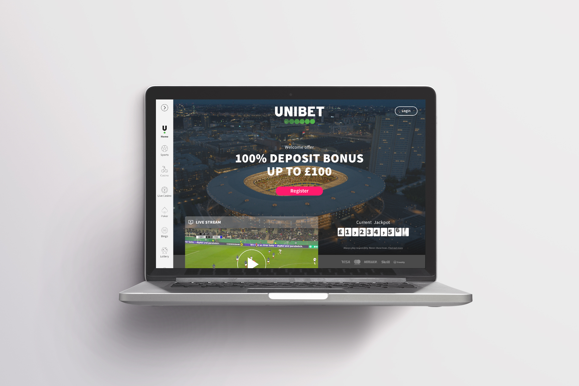 Unibet Website visual